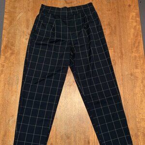 GAP Black Windowpane Plaid Ankle Pants | Size S | Elastic Waist